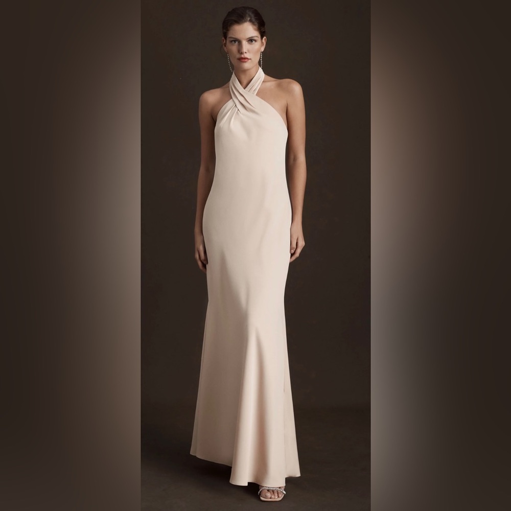 BHLDN Ruby Twist Halter Satin Gown